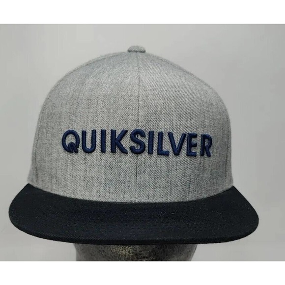 Quiksilver Other - Vintage Quicksilver Gray Blue Adjustable Snapback Flat Brim Hat Embroidered Logo